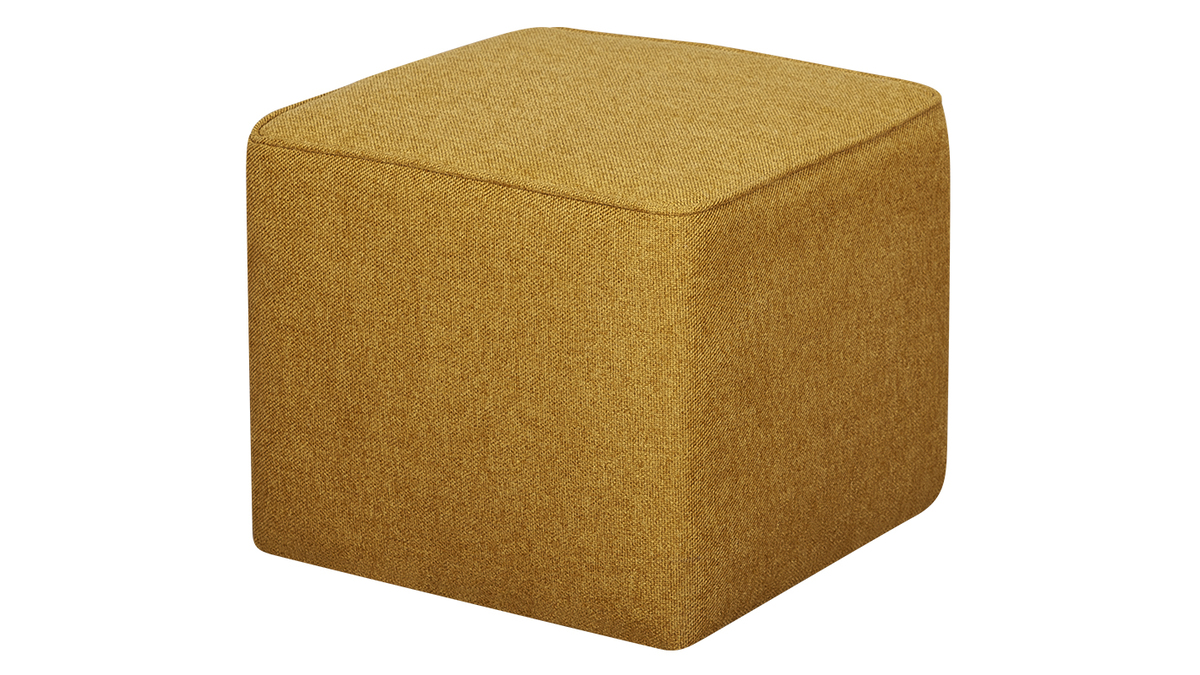 Designer-Hocker quadratisch kumingelber Stoff PAVE