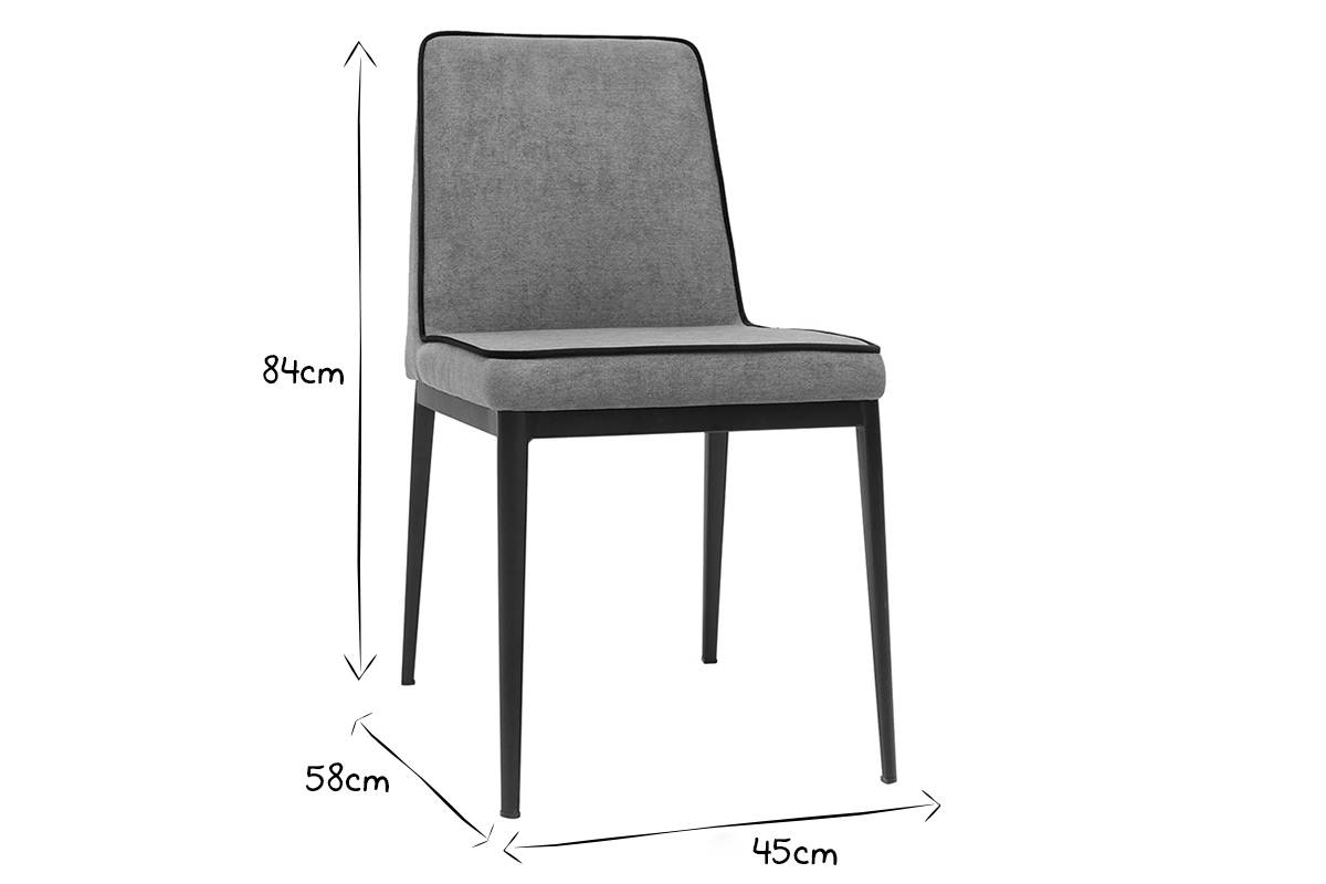 Designer-Stuhl im grauen strukturiertem Samtdesign 2er-Set LONDON