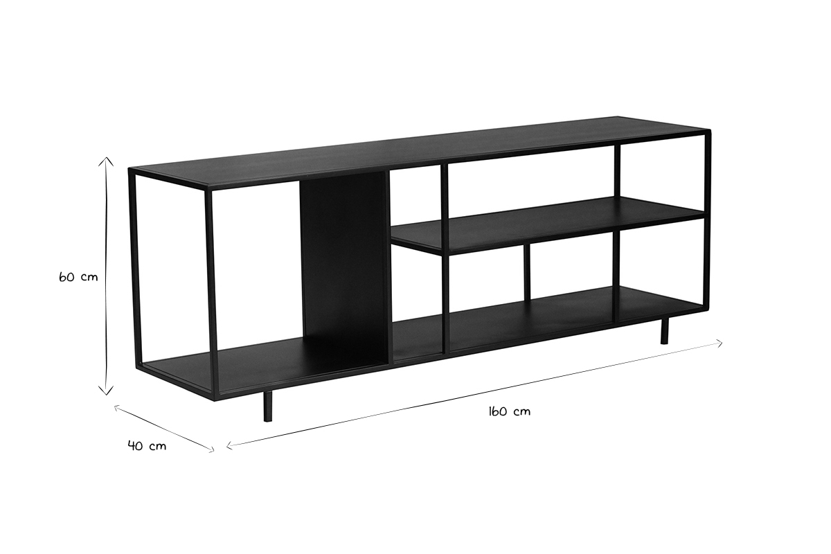 Designer TV-Schrank aus schwarzem Metall L160 cm KARL