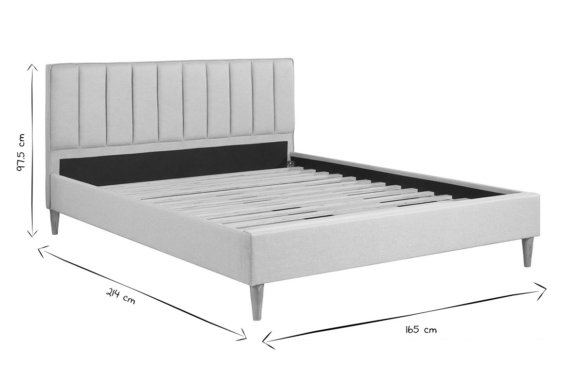 Doppelbett 160x200 cm in beigem Stoff DIANE