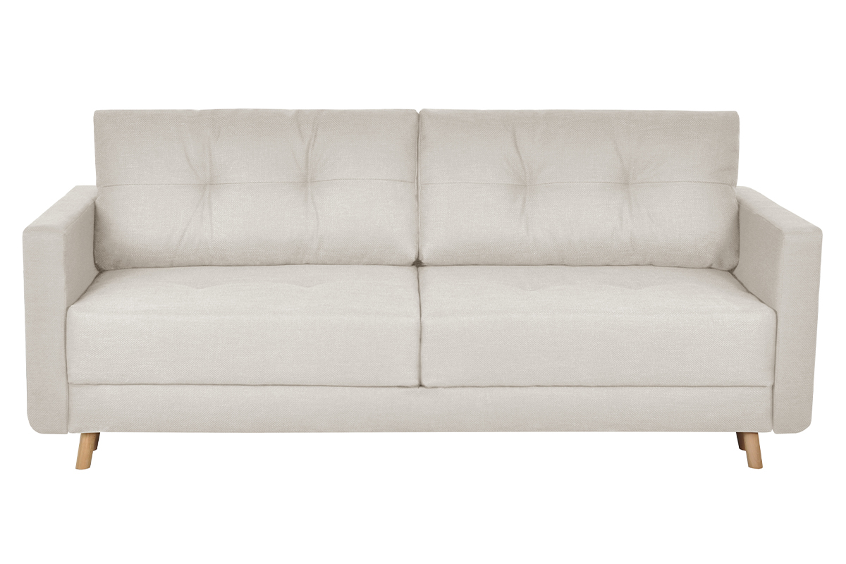 Dreisitzer-Bettcouch skandinavisch mit Bettkasten beige MIRA