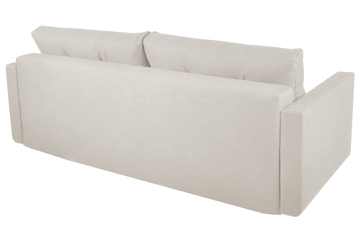 Dreisitzer-Bettcouch skandinavisch mit Bettkasten beige MIRA