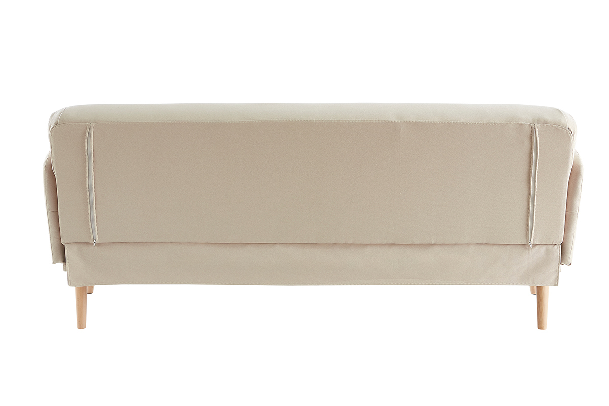 Dreisitzer-Schlafsofa skandinavisch beige und helles Holz JAGGER