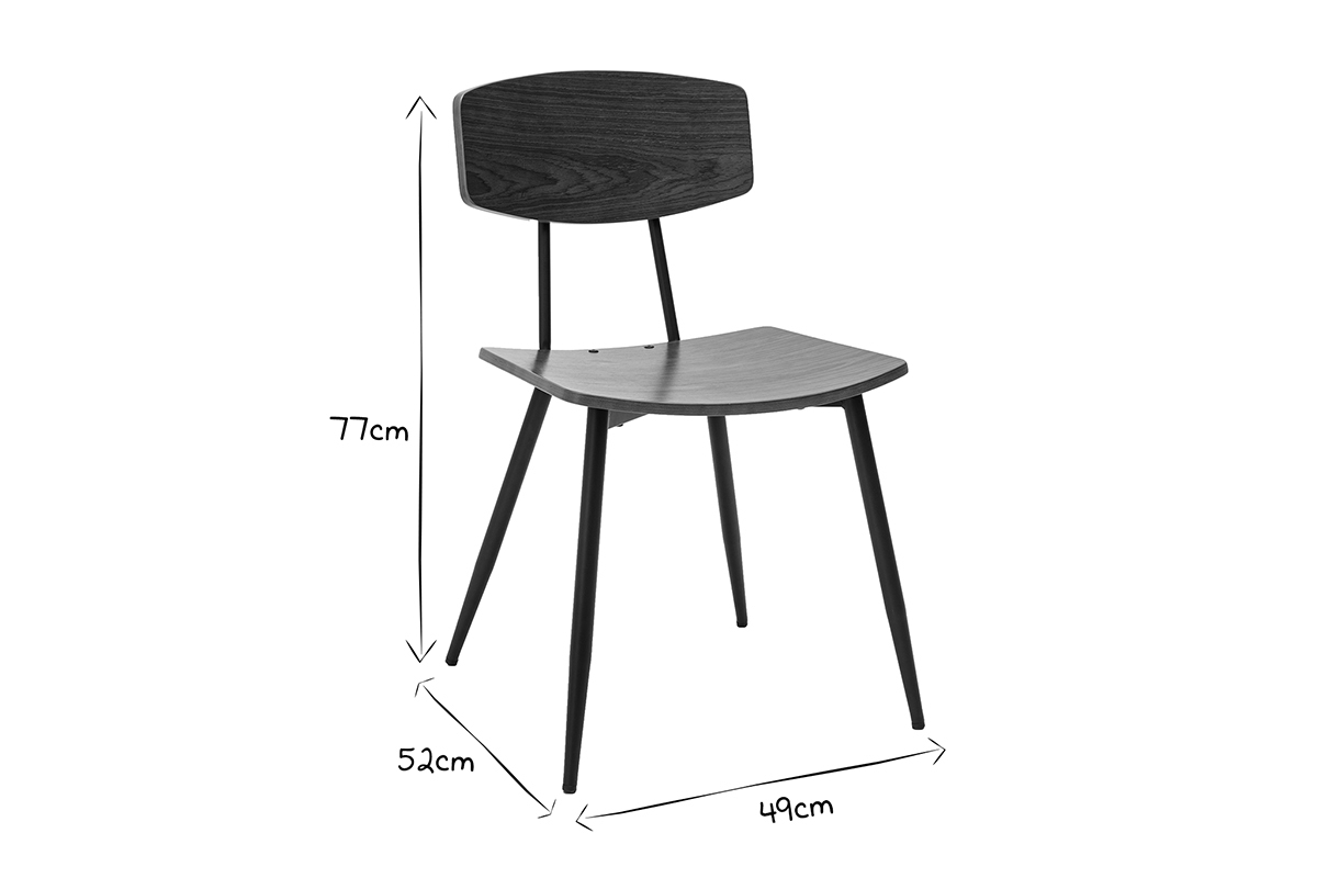 Dunkles Nussbaum- und Schwarzmehl-Vintage-Holzsthle (Set von 2) JOLINE