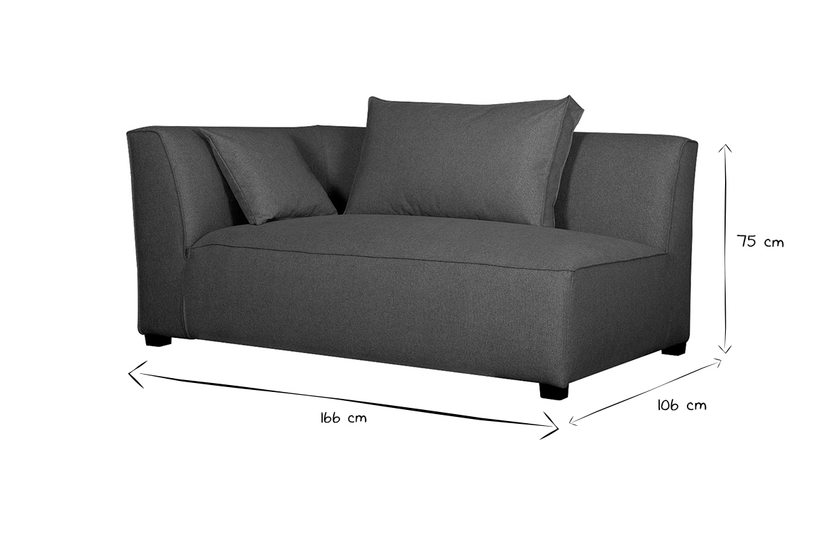 Eckmodul links fr Sofa aus anthrazitgrauem Stoff PLURIEL