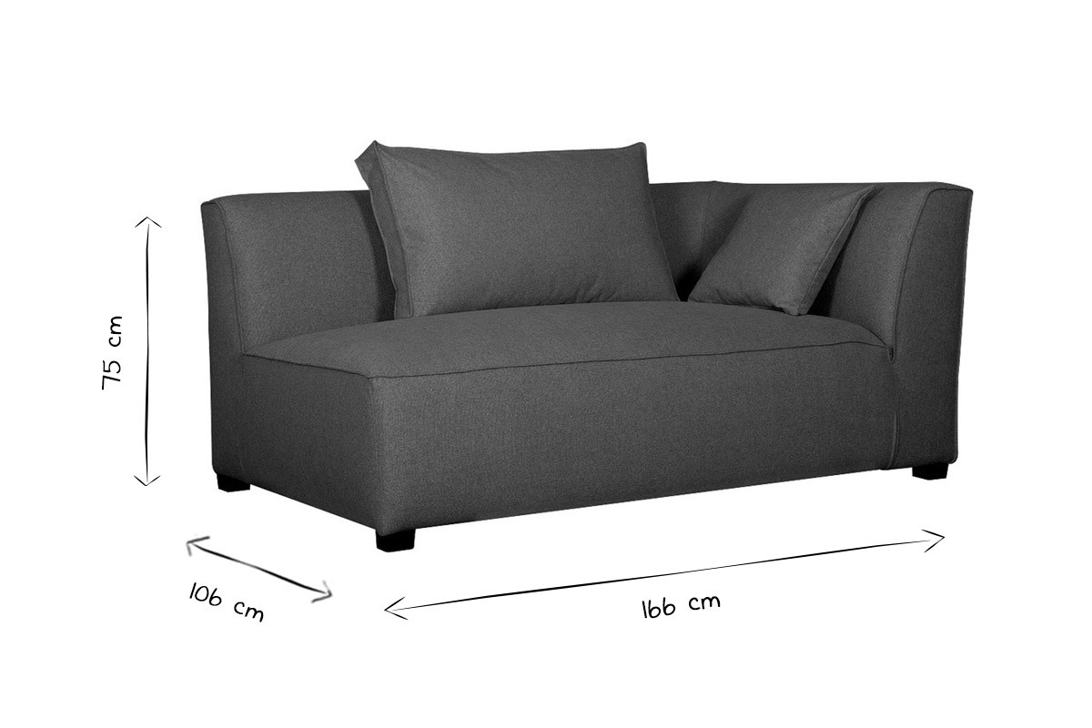 Eckmodul rechts fr Sofa aus anthrazitgrauem Stoff PLURIEL