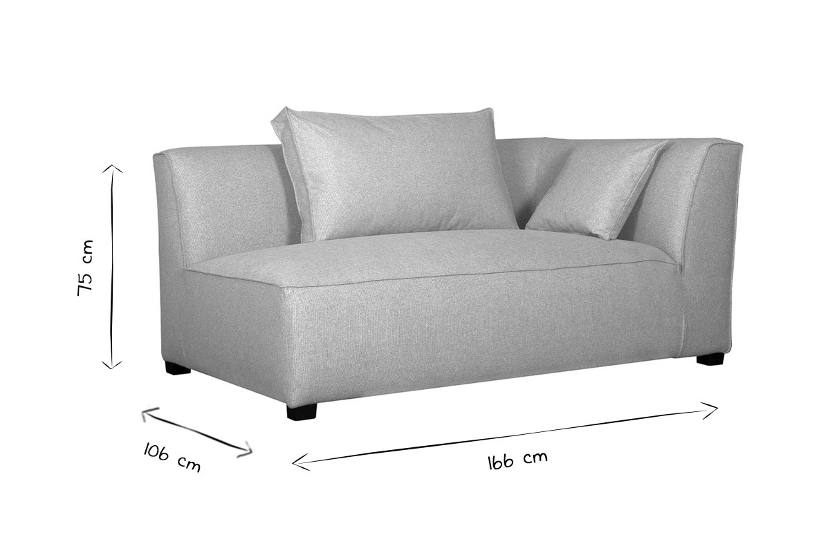 Eckmodul rechts fr Sofa aus beigem Stoff PLURIEL