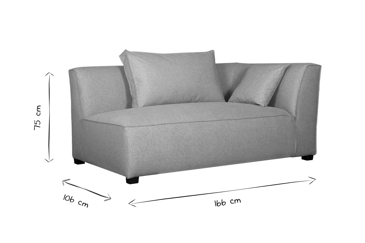 Eckmodul rechts fr Sofa aus hellgrauem Stoff PLURIEL