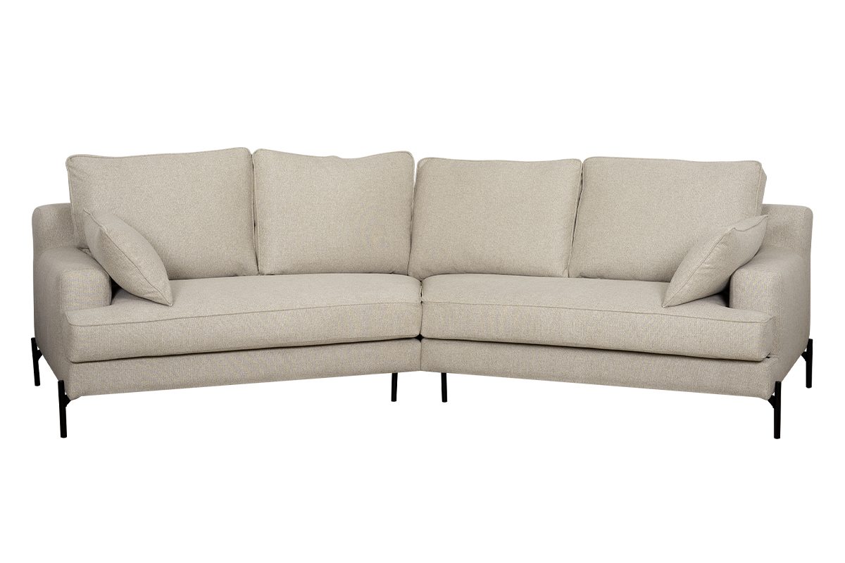 Ecksofa 5-Sitzer beige mit schwarzen Metallfen PUCHKINE