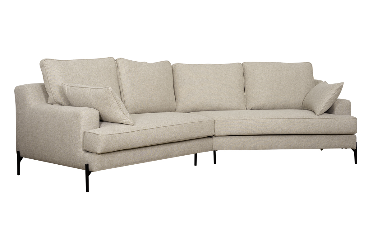 Ecksofa 5-Sitzer beige mit schwarzen Metallfen PUCHKINE