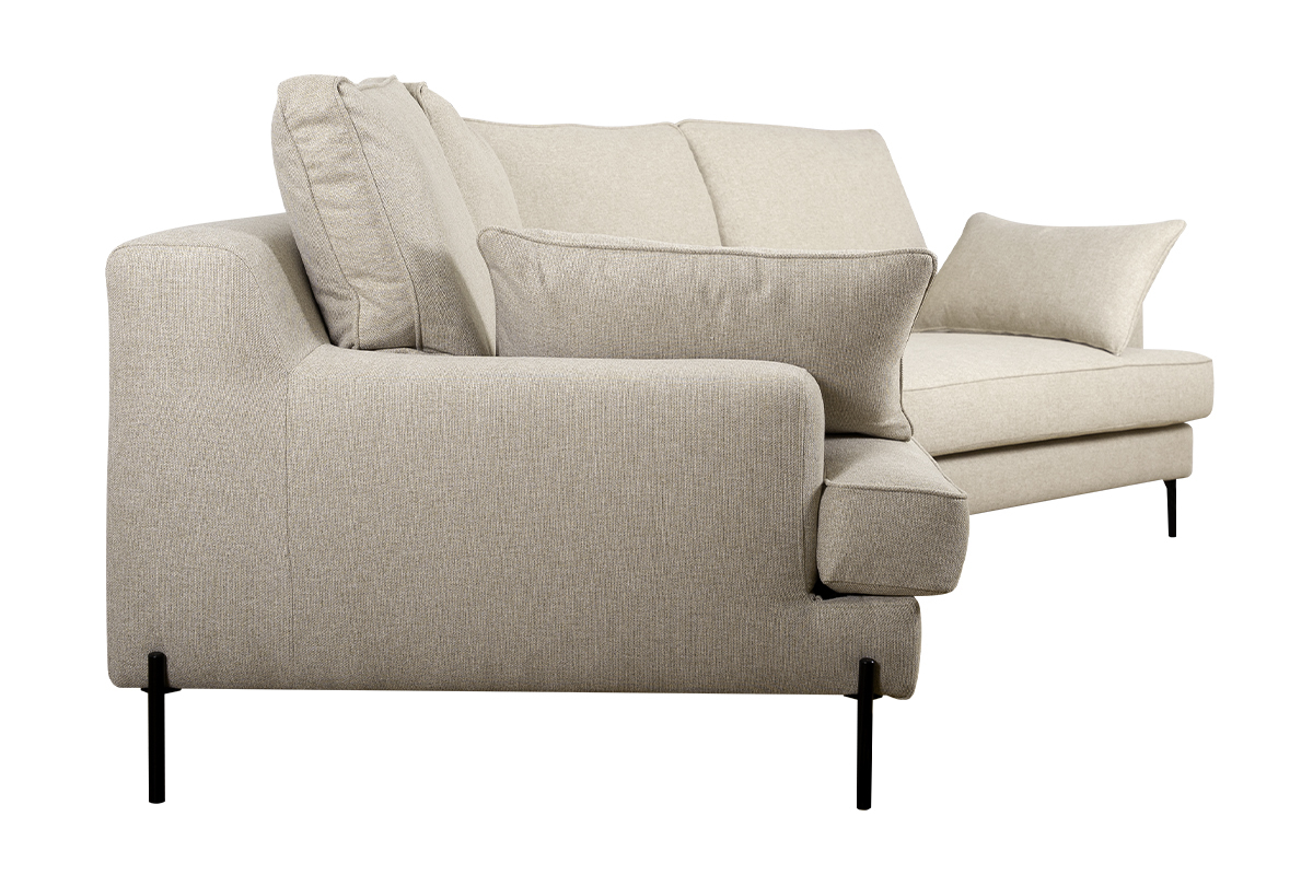 Ecksofa 5-Sitzer beige mit schwarzen Metallfen PUCHKINE