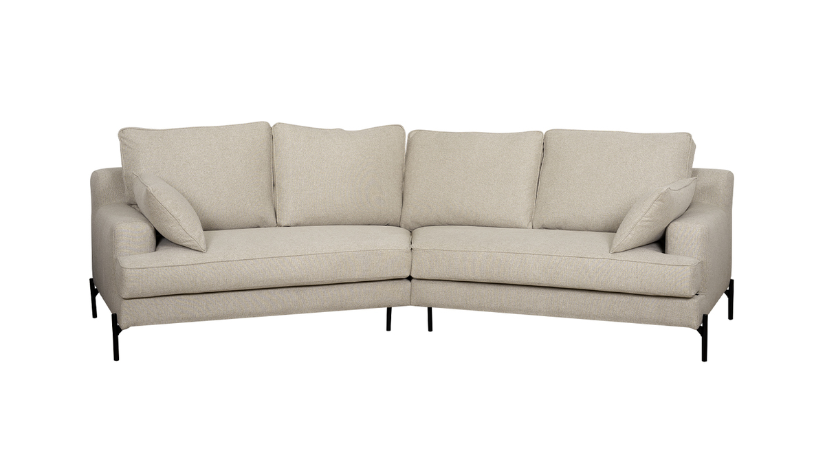 Ecksofa 5-Sitzer beige mit schwarzen Metallfen PUCHKINE