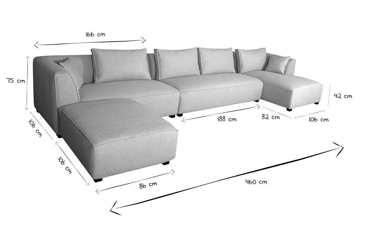 Ecksofa modulierbar 4 Elemente beige PLURIEL