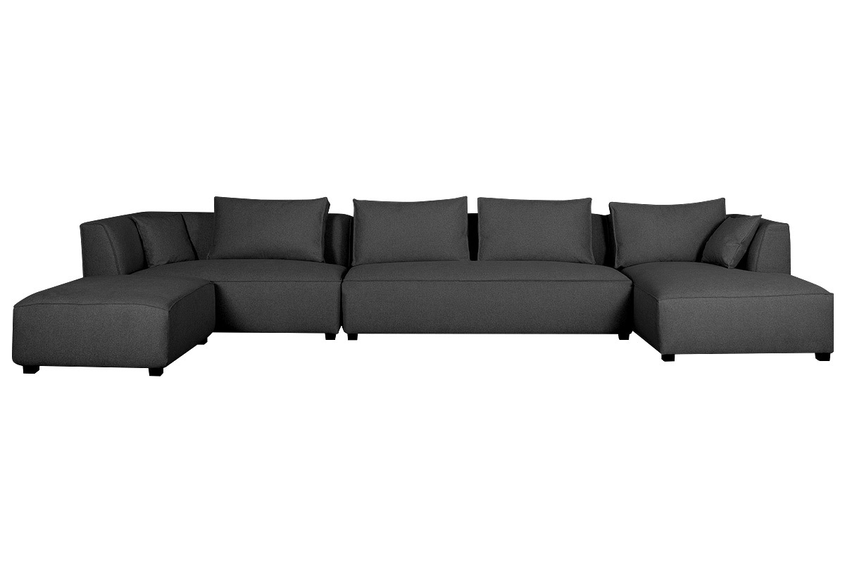 Ecksofa modulierbar 4 Elemente dunkelgrau PLURIEL