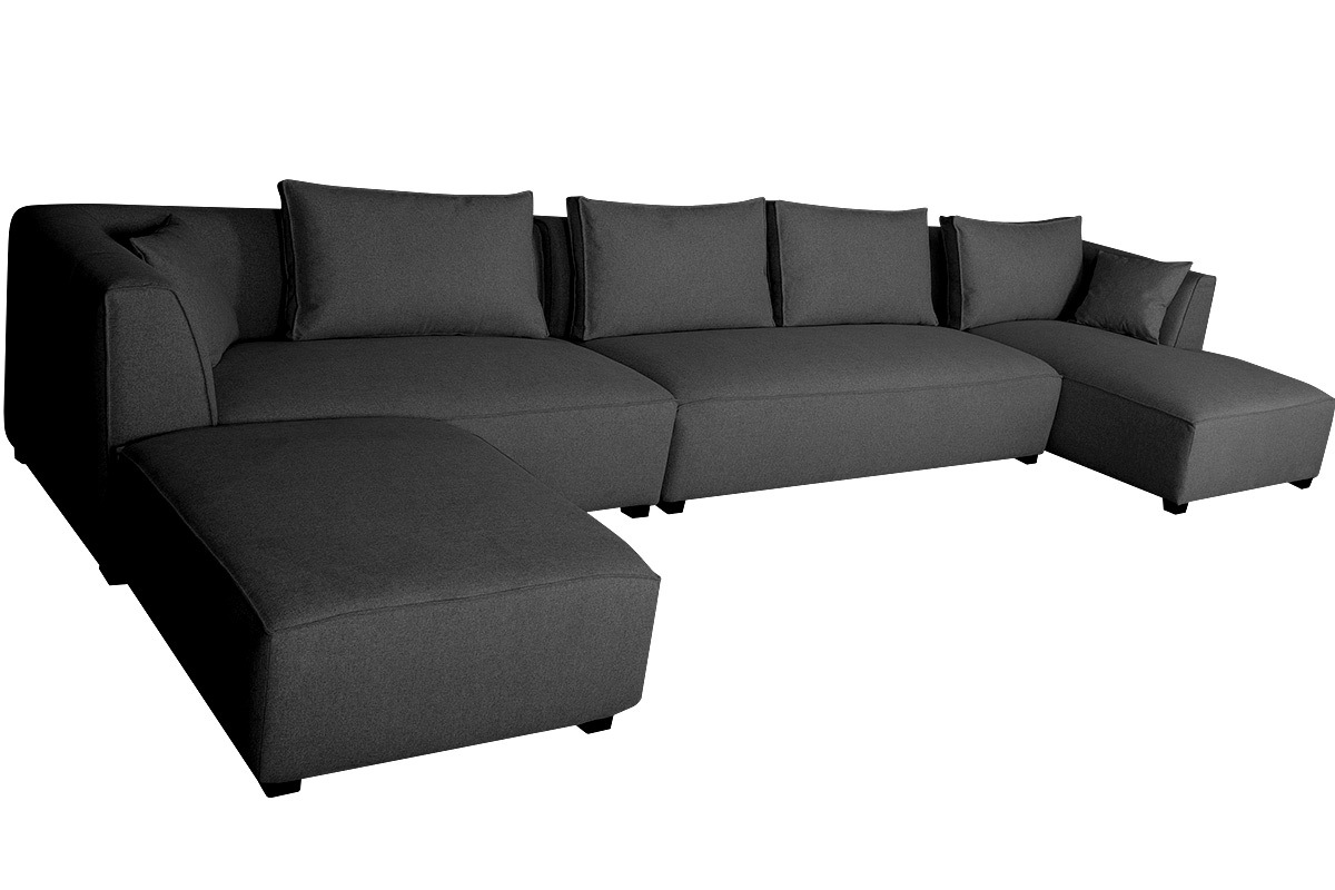 Ecksofa modulierbar 4 Elemente dunkelgrau PLURIEL