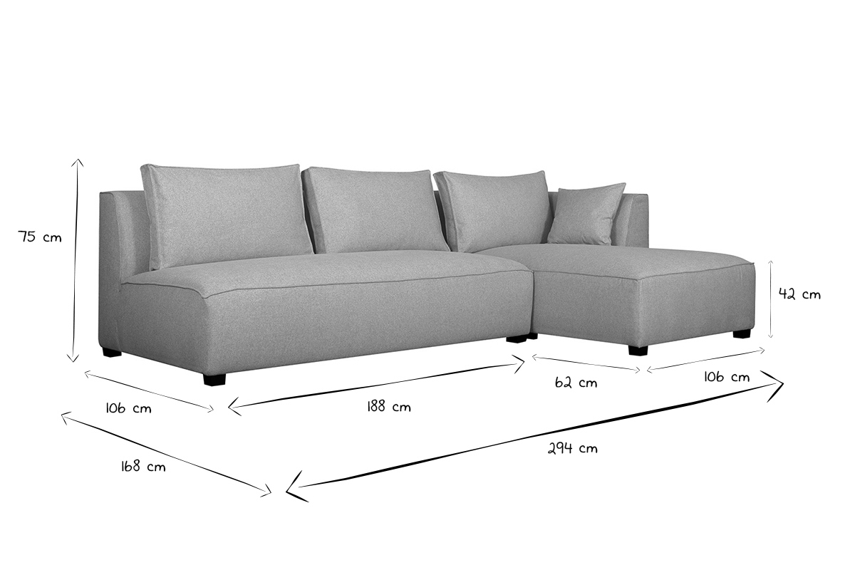 Ecksofa modulierbar gerader Winkel mit Chaiselongue beige PLURIEL