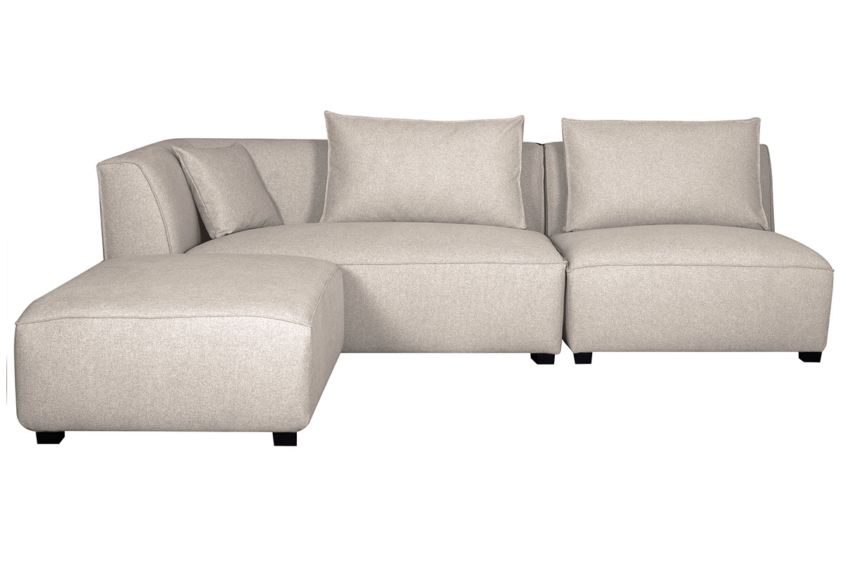 Ecksofa modulierbar in beigem Bezug PLURIEL