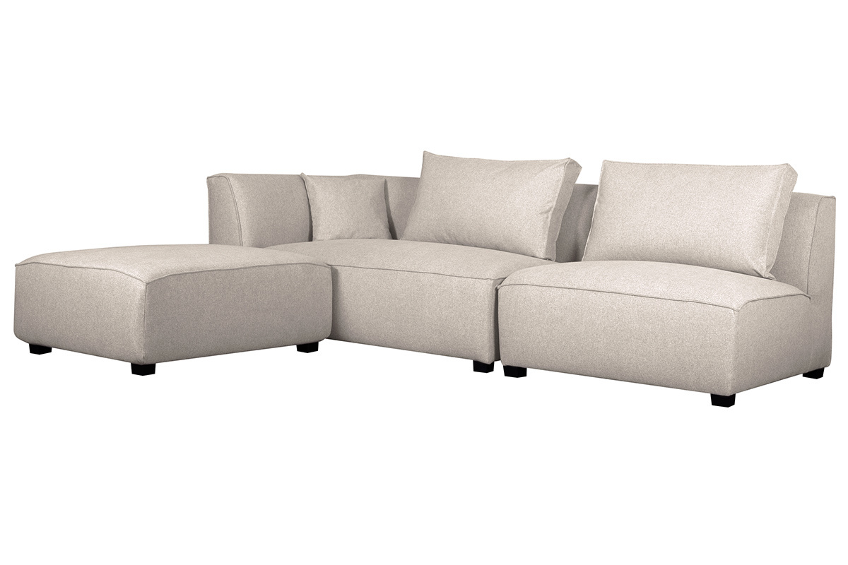 Ecksofa modulierbar in beigem Bezug PLURIEL