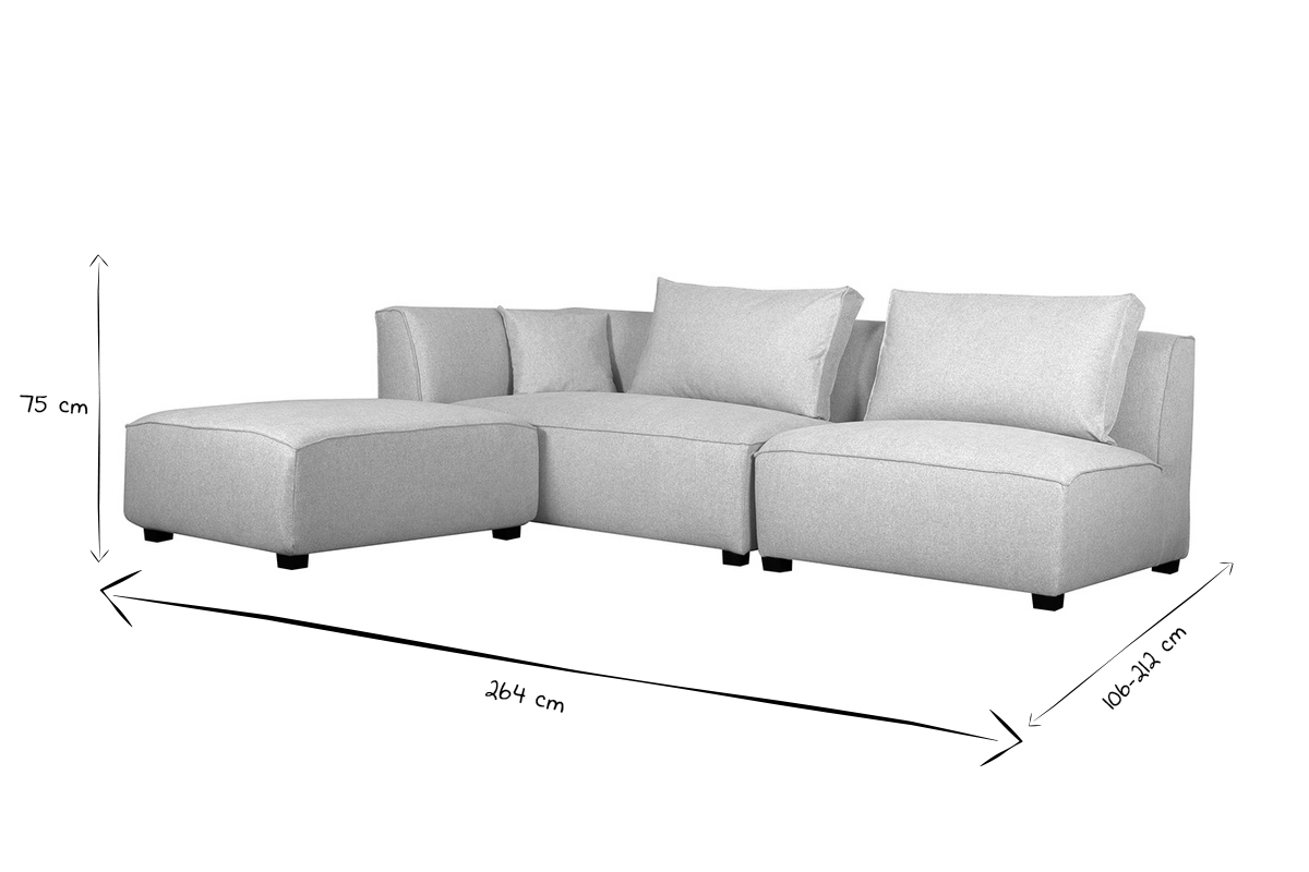 Ecksofa modulierbar in beigem Bezug PLURIEL