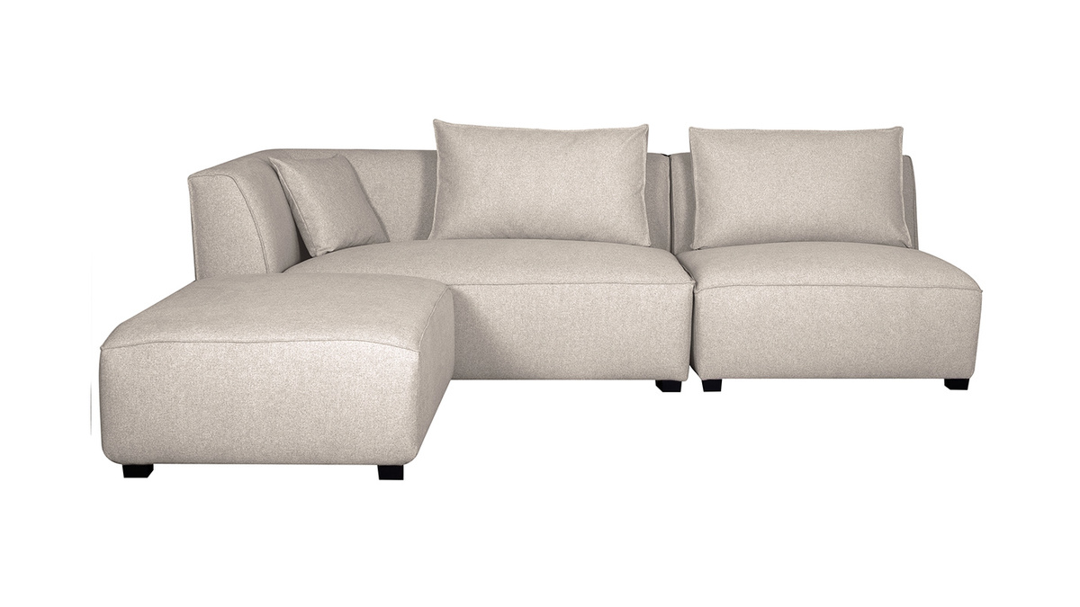 Ecksofa modulierbar in beigem Bezug PLURIEL