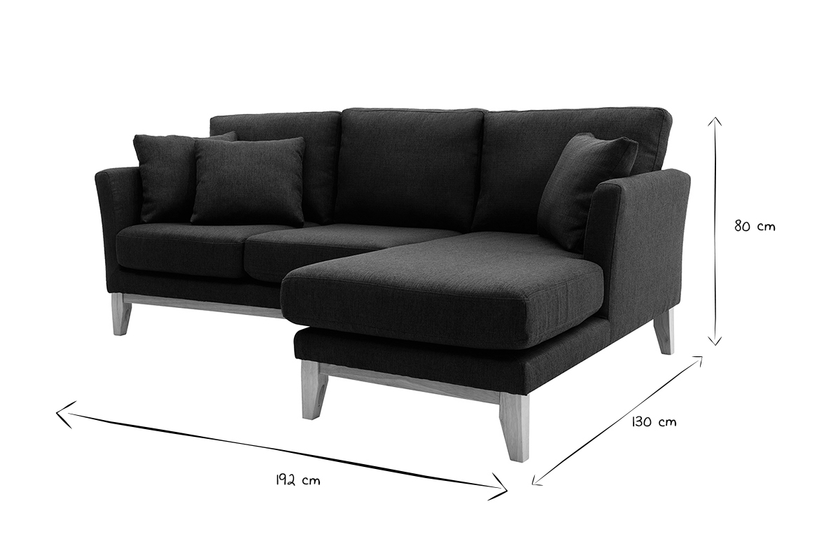 Ecksofa rechts OSLO im skandinavischen Stil aus dunkelgrauem, abziehbarem Stoff