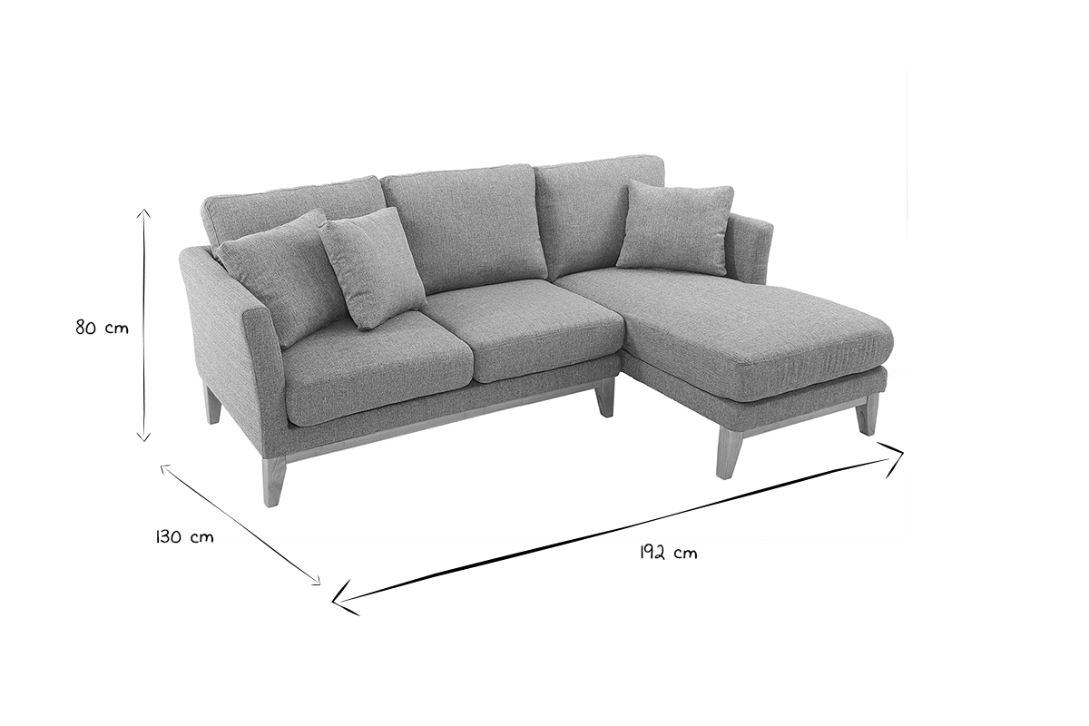 Ecksofa rechts skandinavisch Hellgrau OSLO