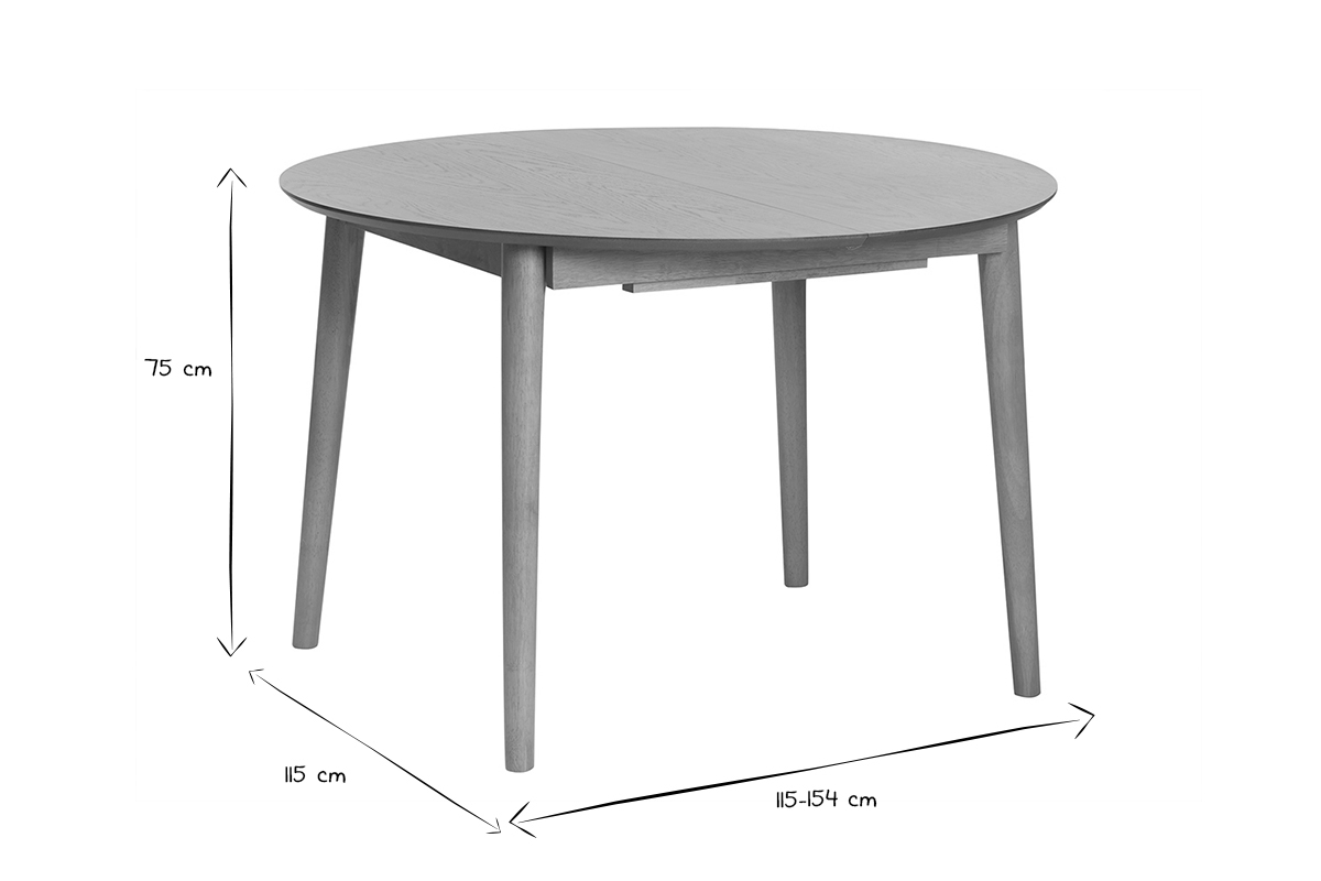 Erweiterbarer Tisch mit integrierten Verlngerungen rund aus hellem Holz mit Eichenfurnier B115-154 cm EGO