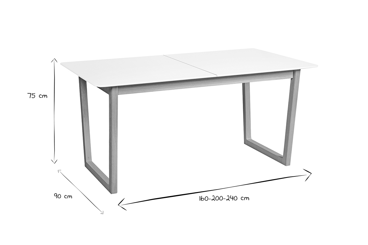 Esstisch ausziehbar helles Holz und wei L160-240 cm LAHO