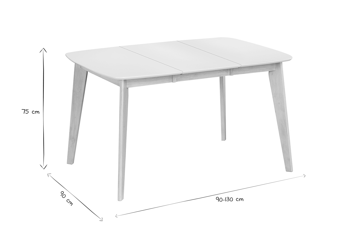 Esstisch ausziehbar skandinavisch quadratisch Wei und Holz L90-130 LEENA