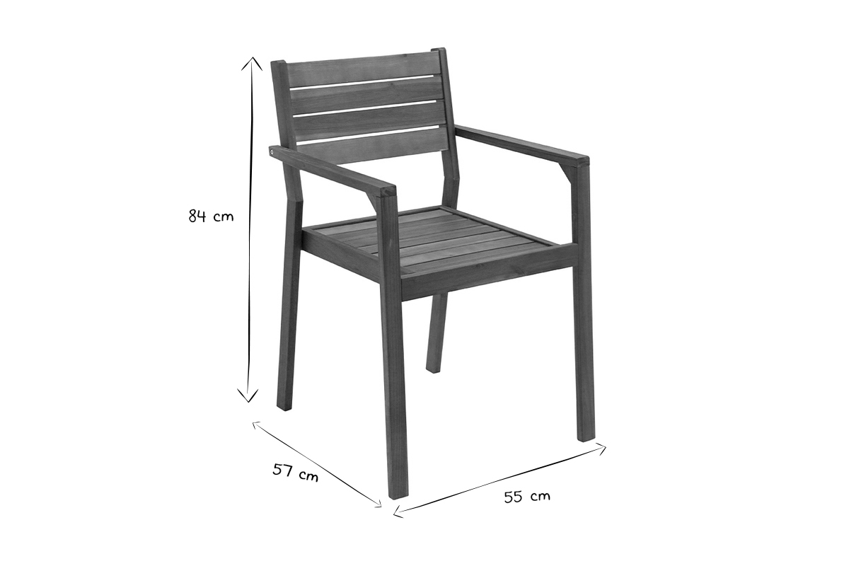 Gartensessel stapelbar aus massivem Akazienholz 2er-Set CANOPEE