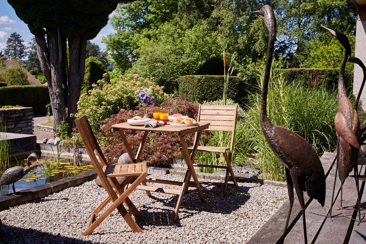 Gartentisch quadratisch und klappbar massives Akazienholz 2-Sitzer CANOPEE