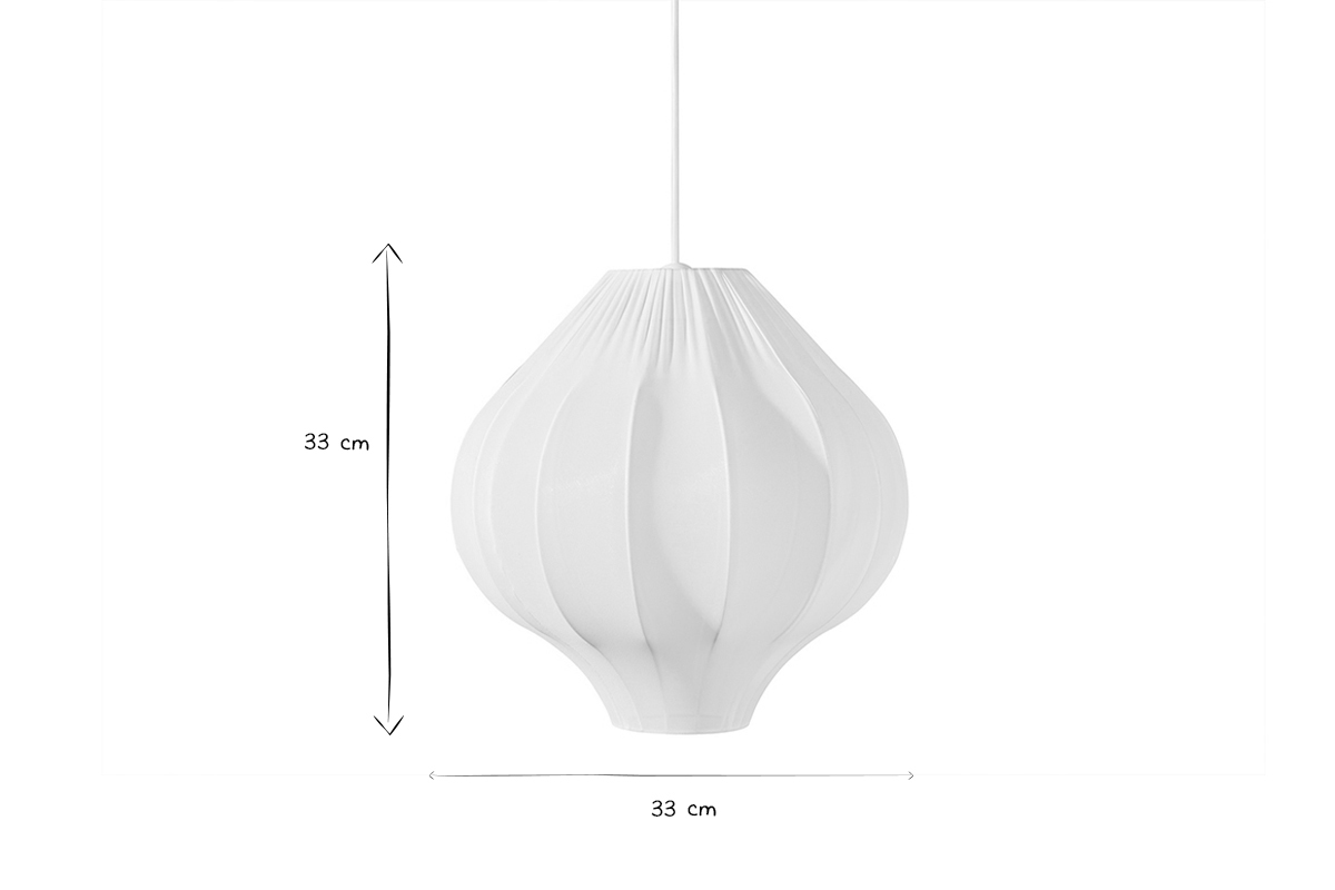 Hngeleuchte aus weiem Tll und Metall H33 cm SHELL