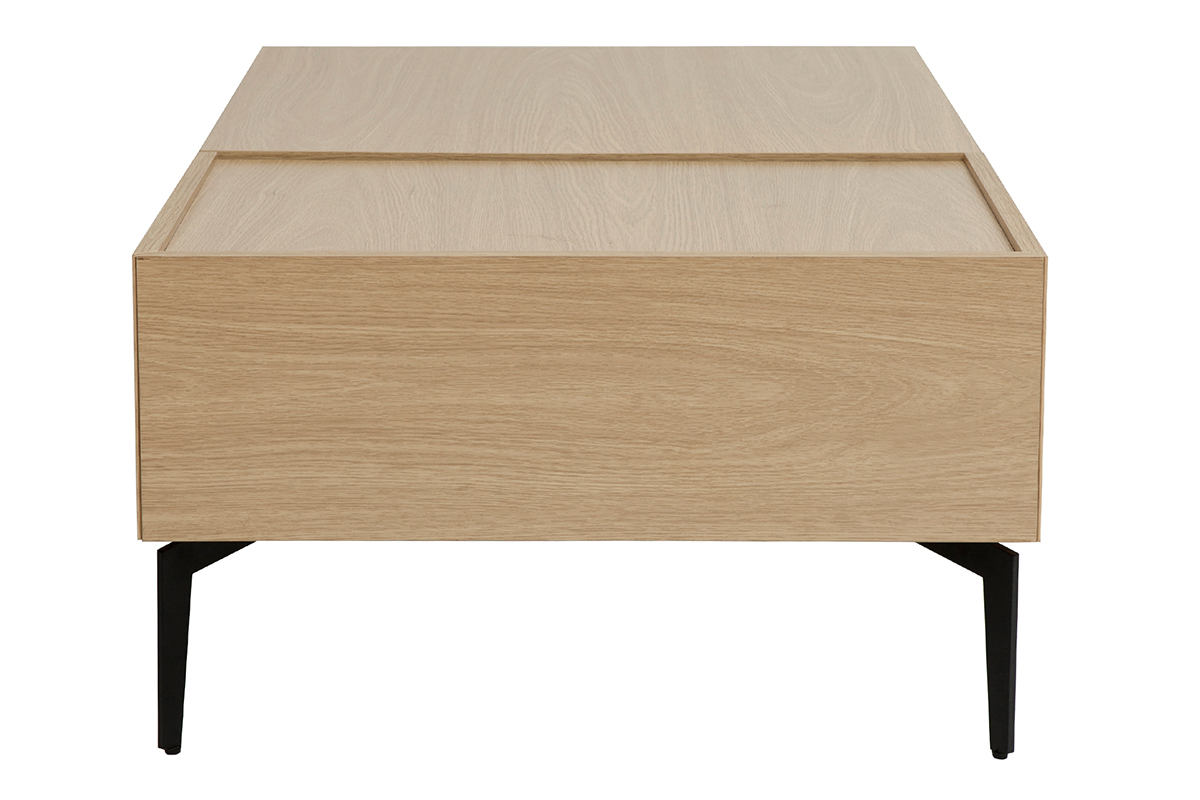 Hochklappbarer Couchtisch aus hellem Holz und schwarzem Metall L102,5 cm SEDA