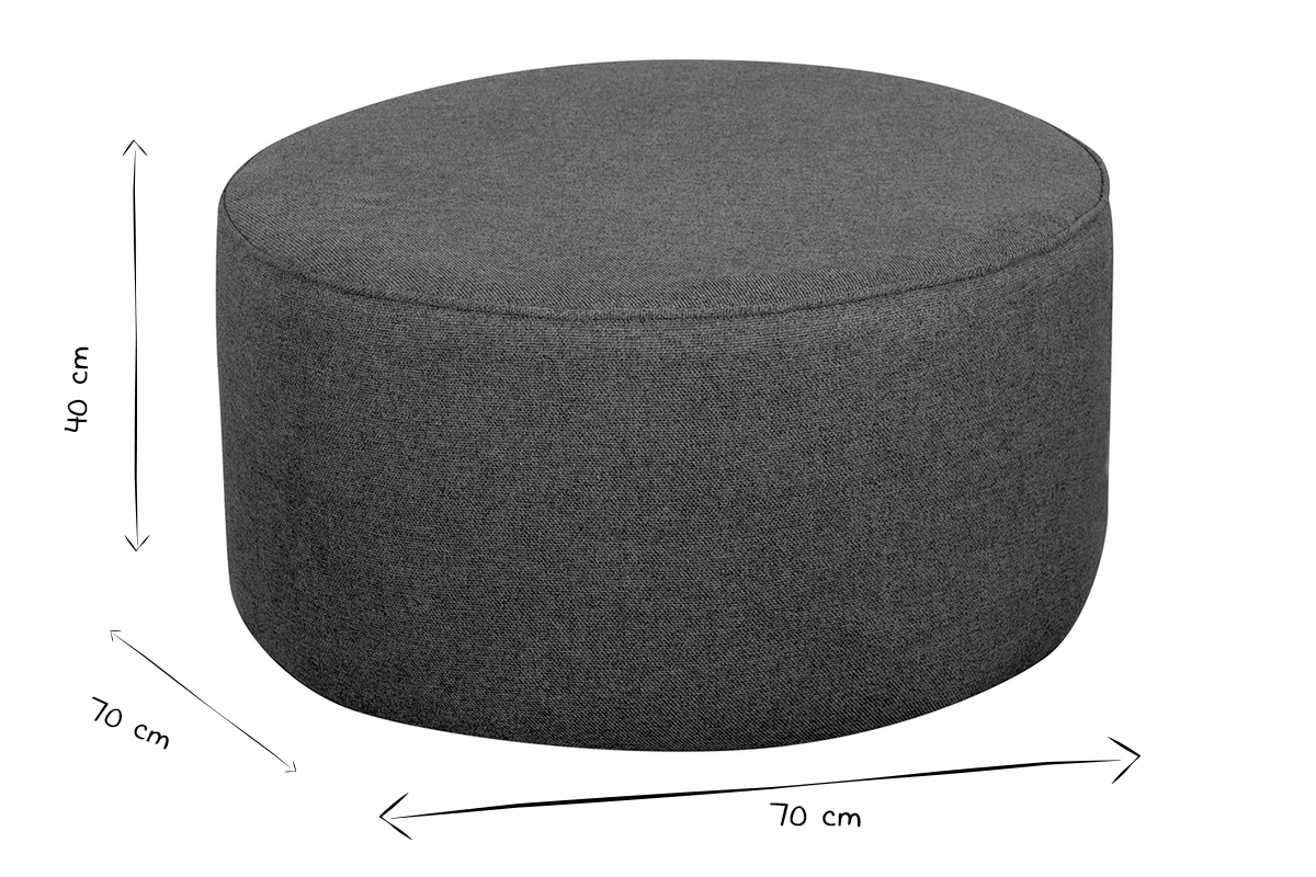 Hocker aus anthrazitgrauem Stoff D 70 cm COQ