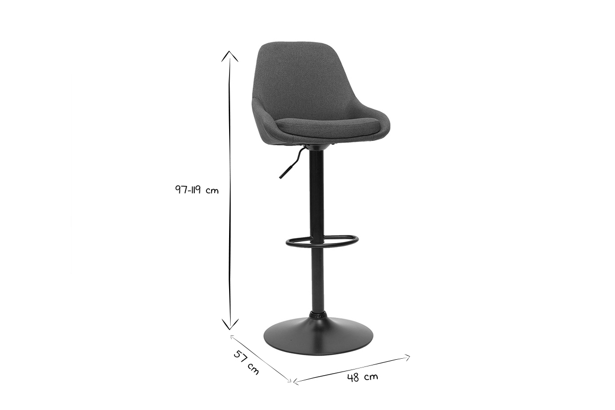 Hhenverstellbare Barhocker dunkelgrau (2er-Set) HOLO