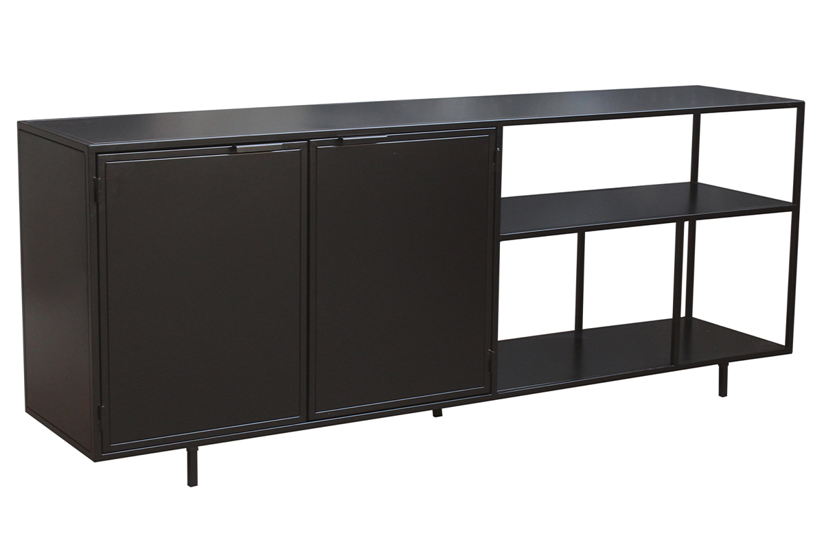 Industrial-Sideboard aus schwarzem Metall mit 2 Tren L180 KARL