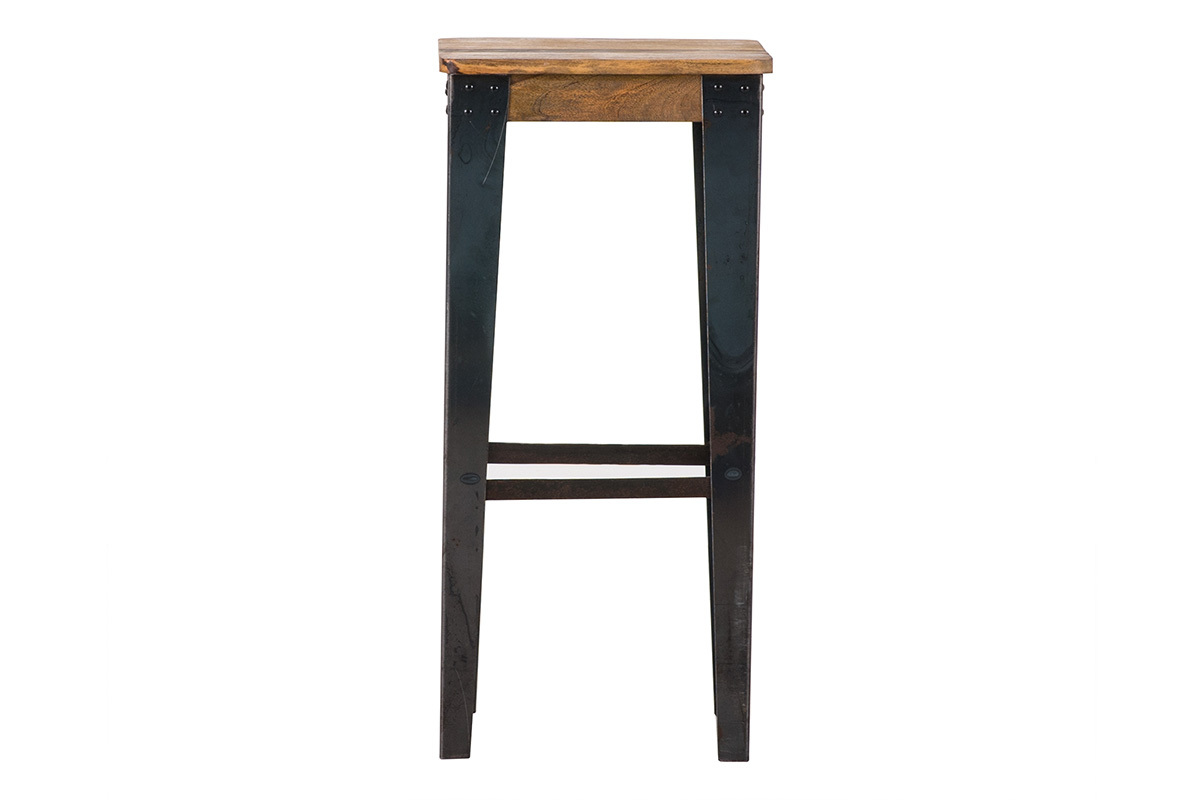 Industrieller Barhocker MADISON Stahl und Holz 75 cm