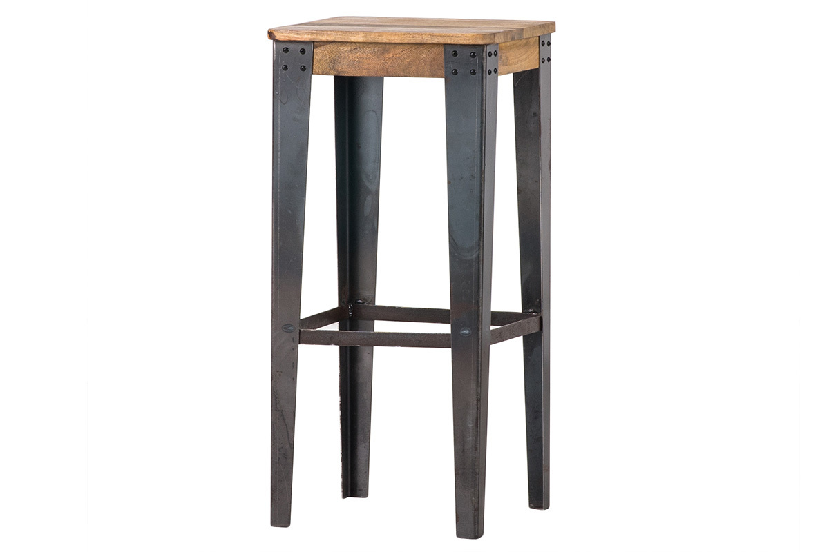 Industrieller Barhocker MADISON Stahl und Holz 75 cm