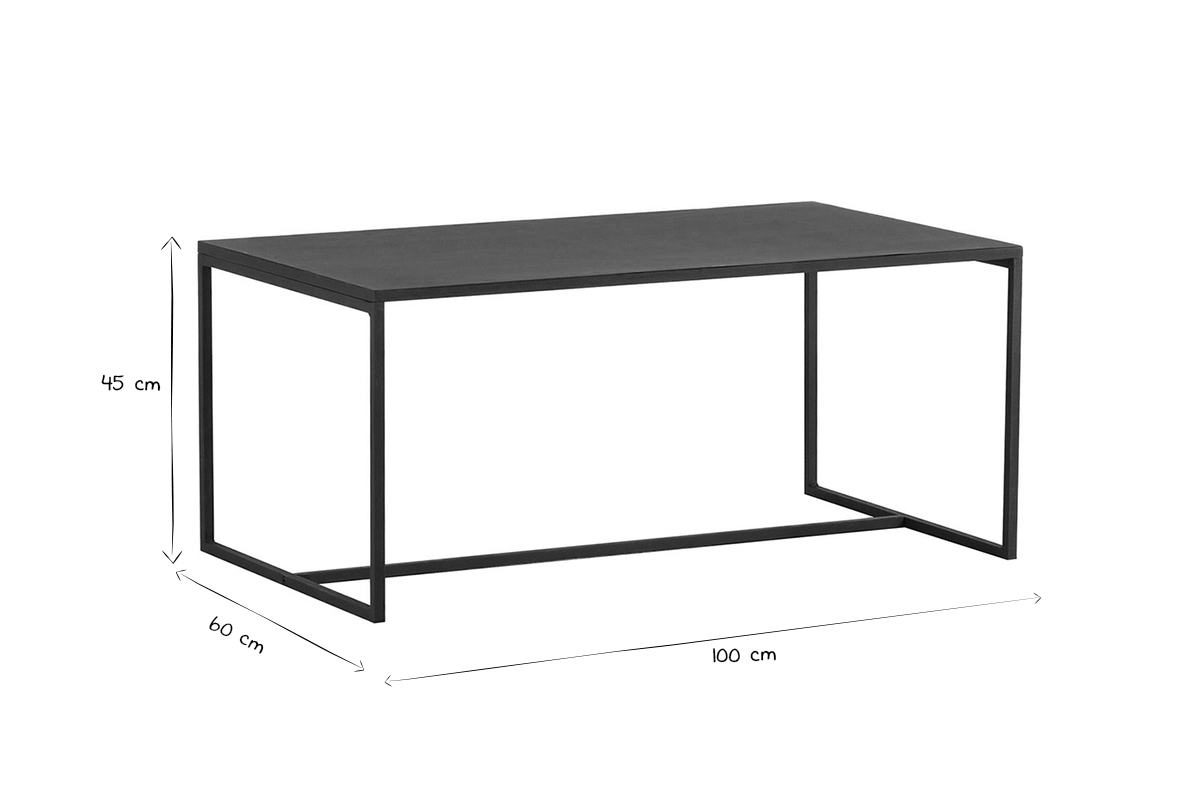 Industrieller Couchtisch KARL schwarzes Metall