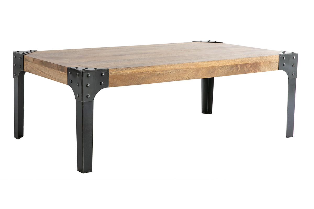 Industrieller Couchtisch MADISON Metall und Holz