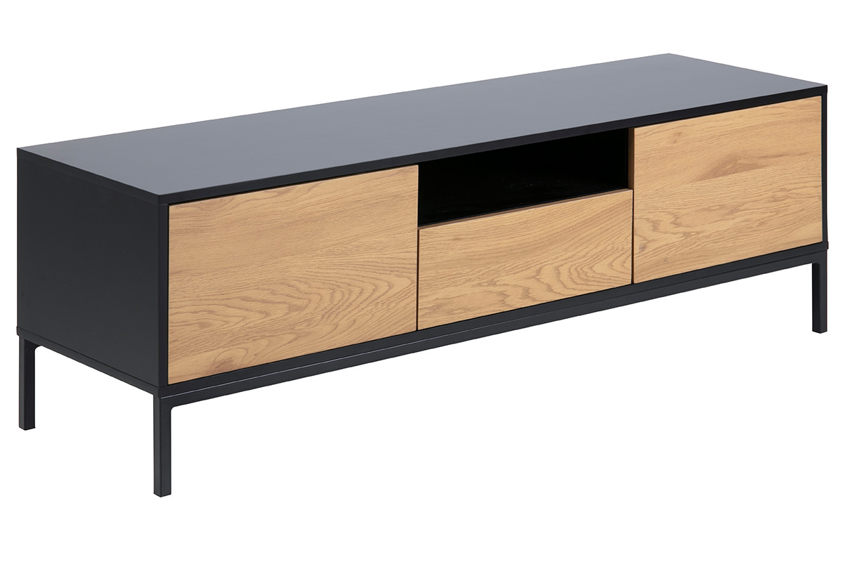 Industrieller TV-Schrank aus Holz und Metall L140 cm TRESCA