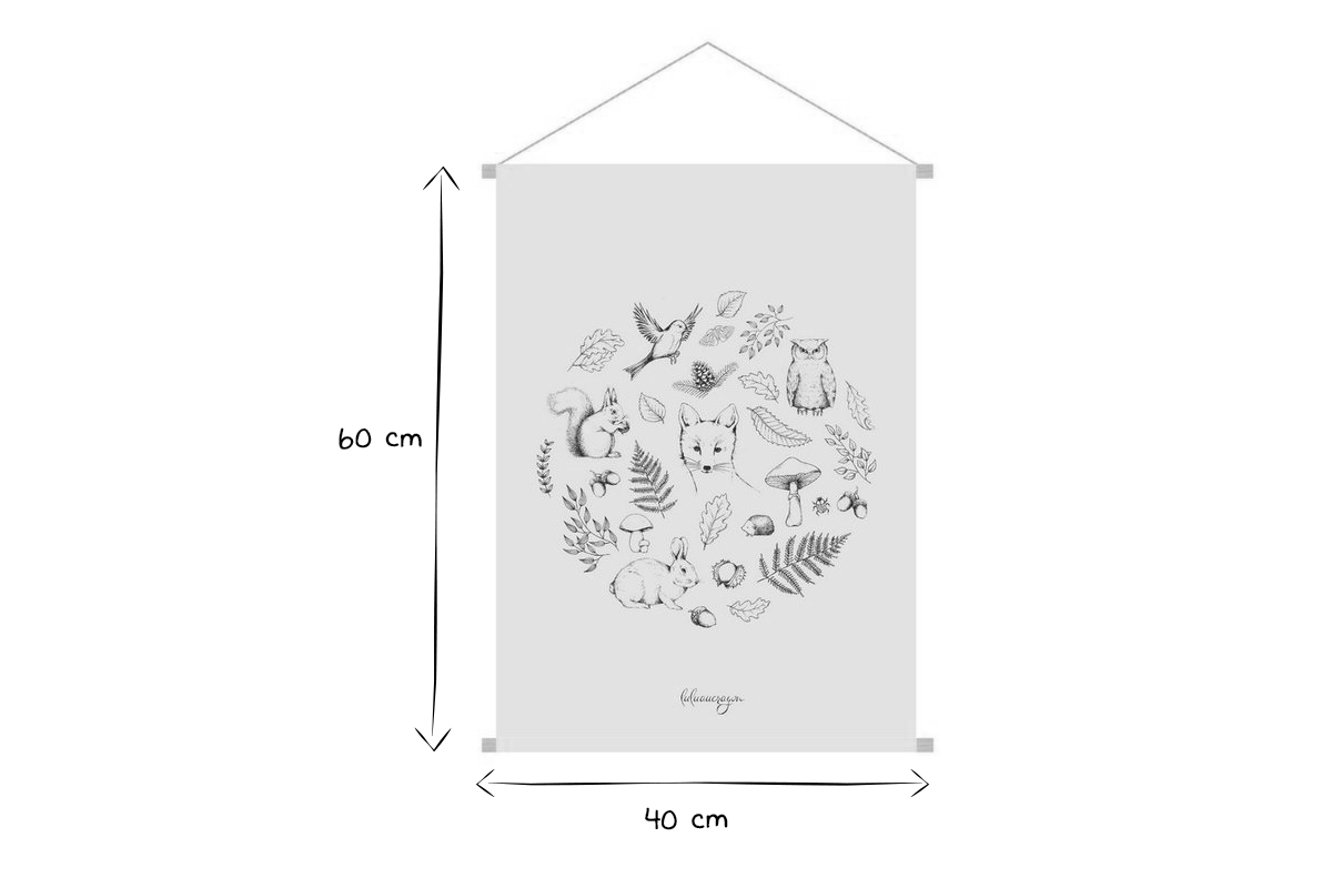 Kakemono fr Kinder Illustration Herbstwald L40 x B60 cm FORET