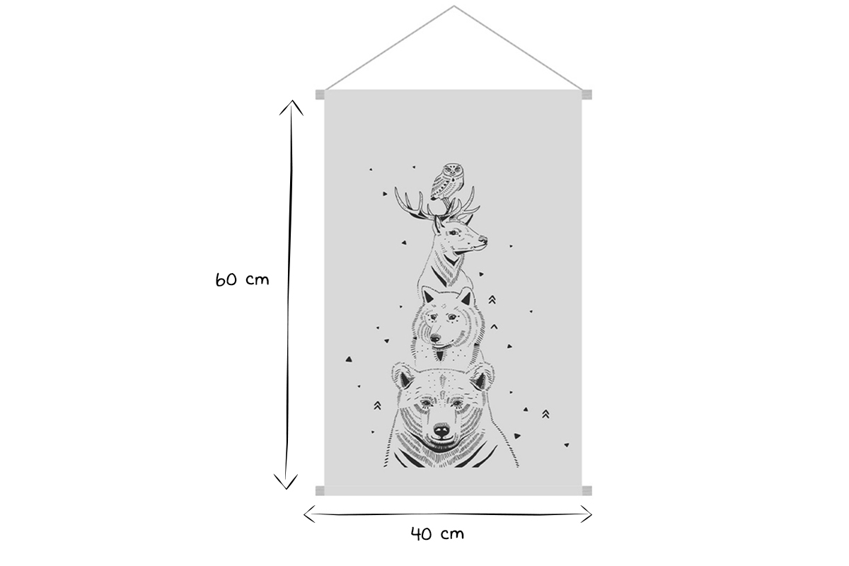 Kakemono fr Kinder Waldtiere L40 x B60 cm BUDDY