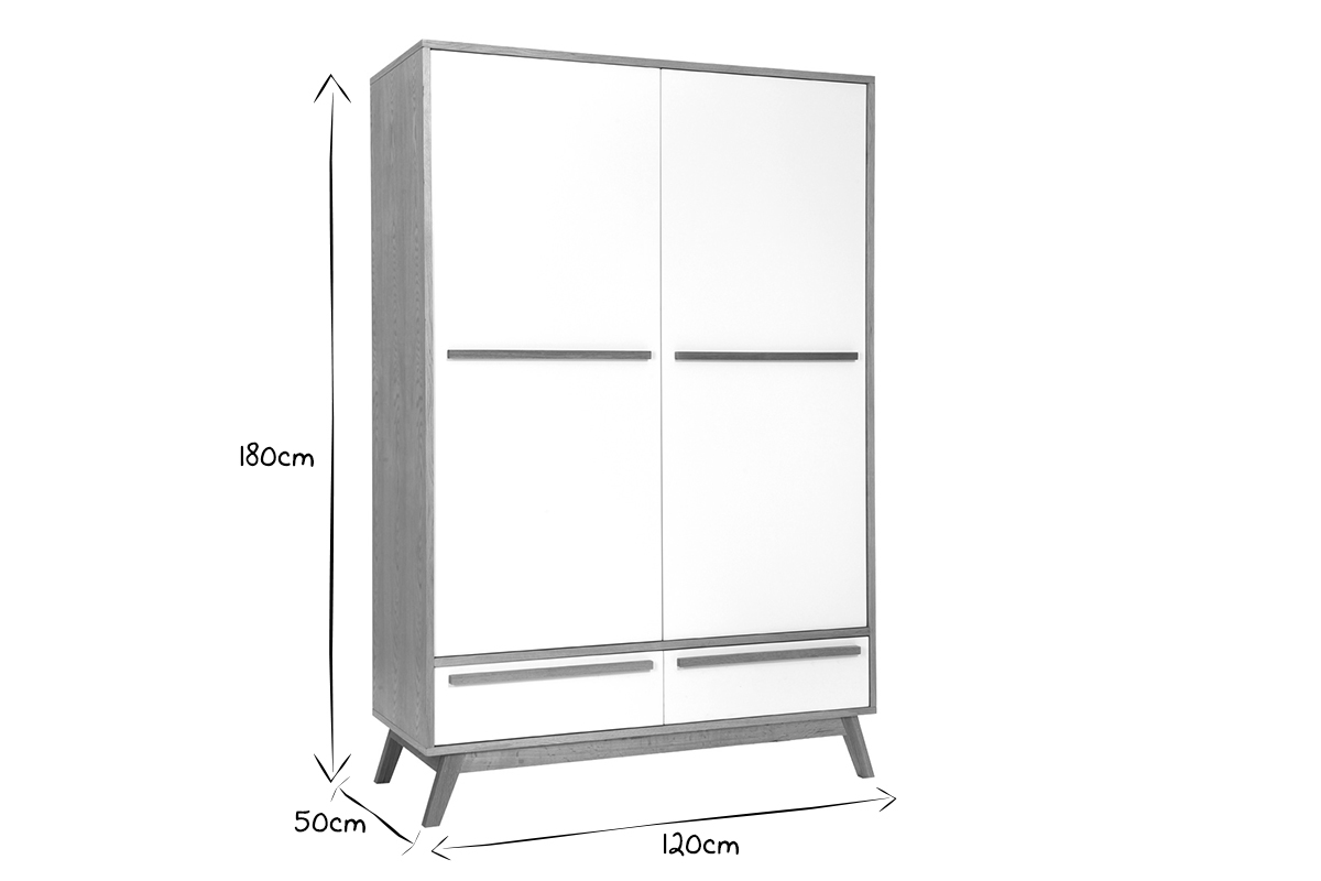 Kleiderschrank 2 Tren skandinavisches Design HELIA