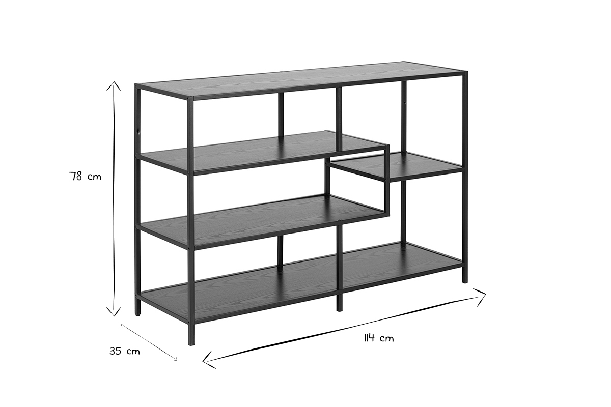 Konsole im Industrial Style aus schwarzem Metall und Holz L114 cm TRESCA