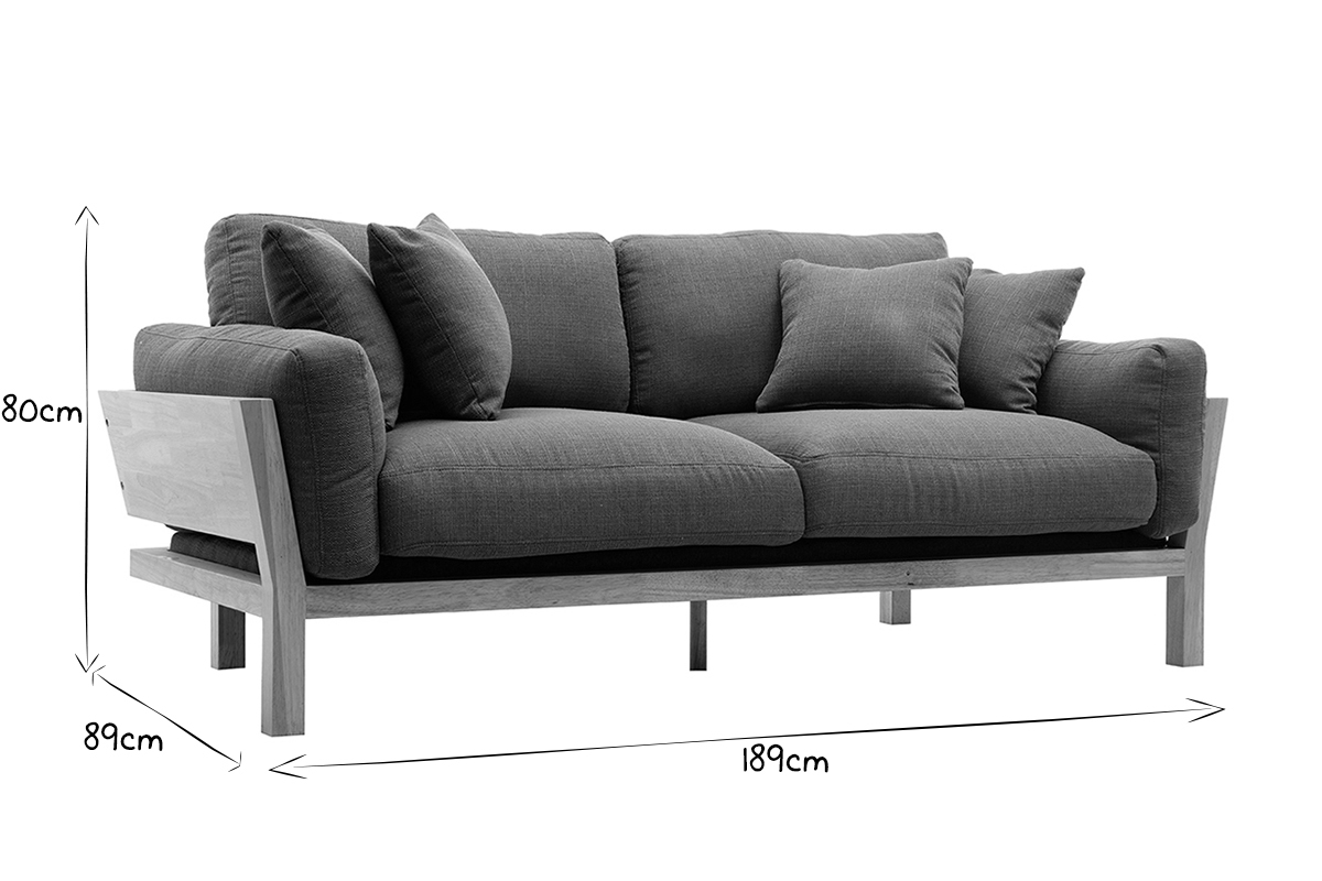 KYO Khaki skandinavisches 3-Sitzer-Sofa mit abnehmbaren Bezgen