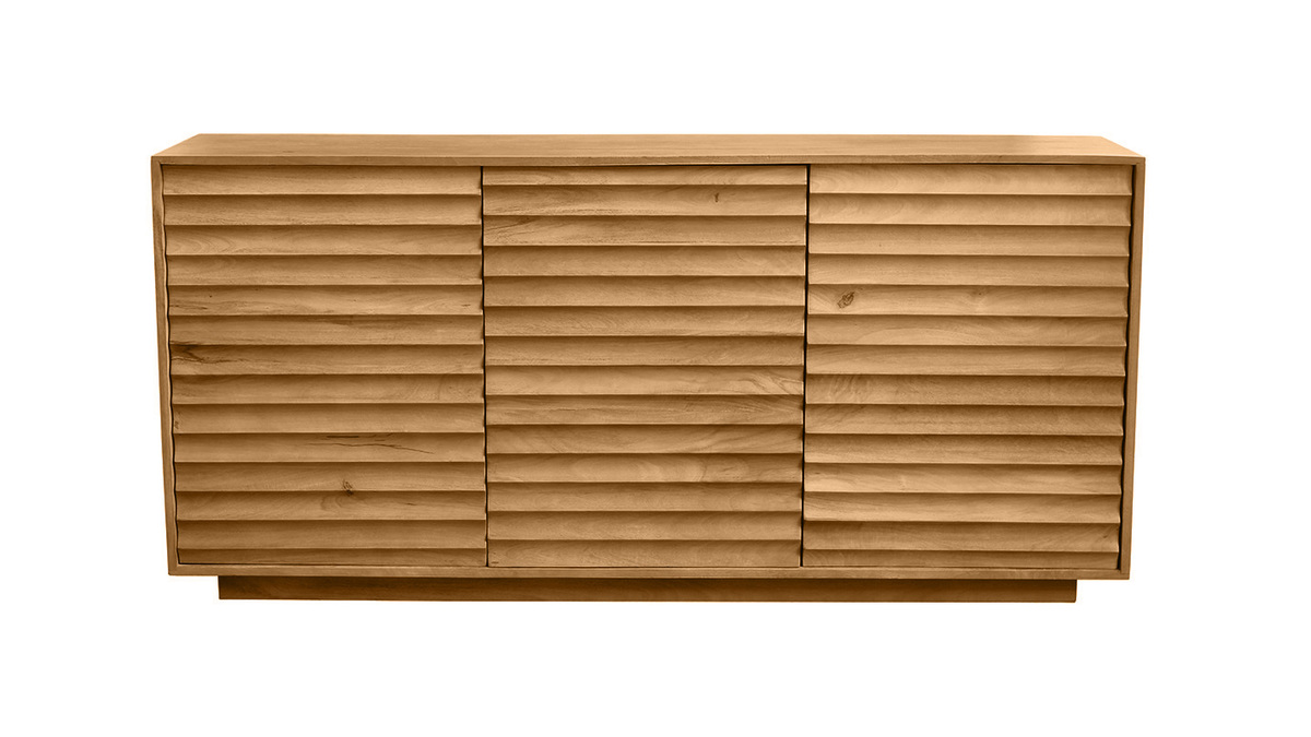 Massivholz-Sideboard aus Mangoholz mit 3 Tren L160 cm MATCHA