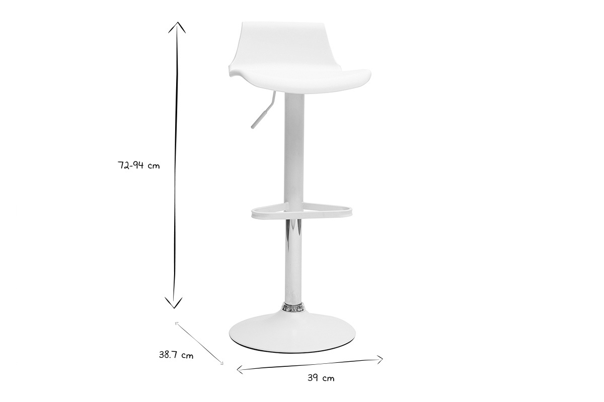 Moderne weie Barhocker 360 drehbar und hhenverstellbar (2er-Set) KRONOS