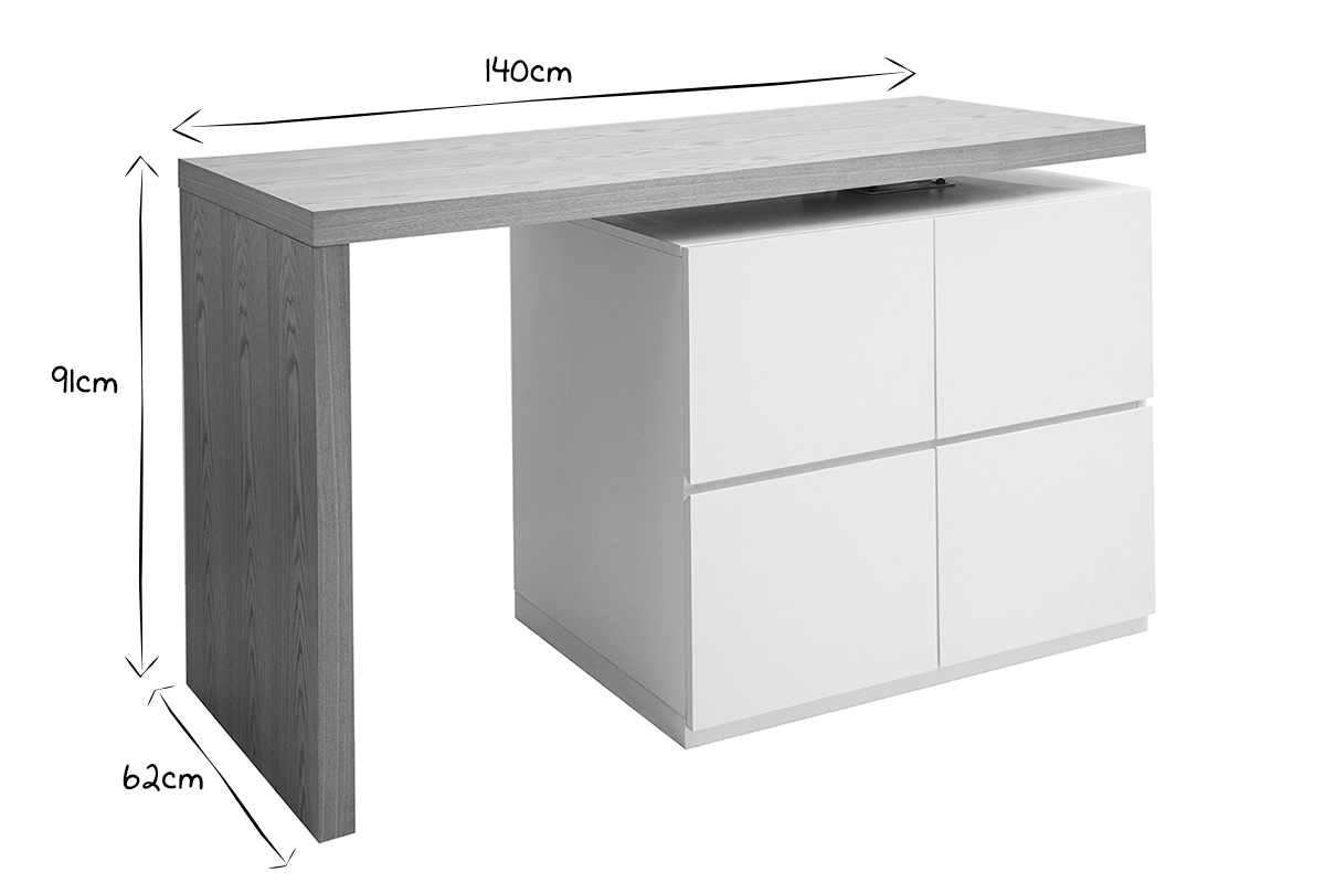 Modularer Stehtisch mit Stauraum in Mattwei und Eiche H91 cm MAX