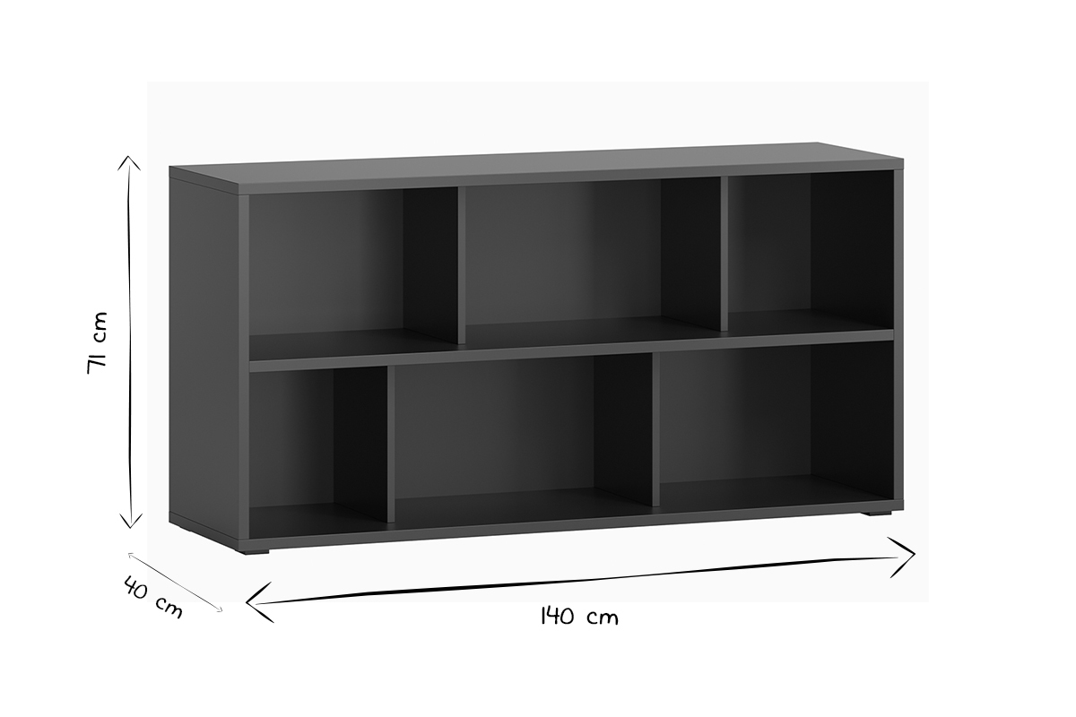 Niedriger Bcherschrank mit schwarzem Holzfinish B140 cm EPURE